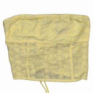 Edikted Butter Yellow Eyelet Strapless Tube Top Size Small Coquette Summer